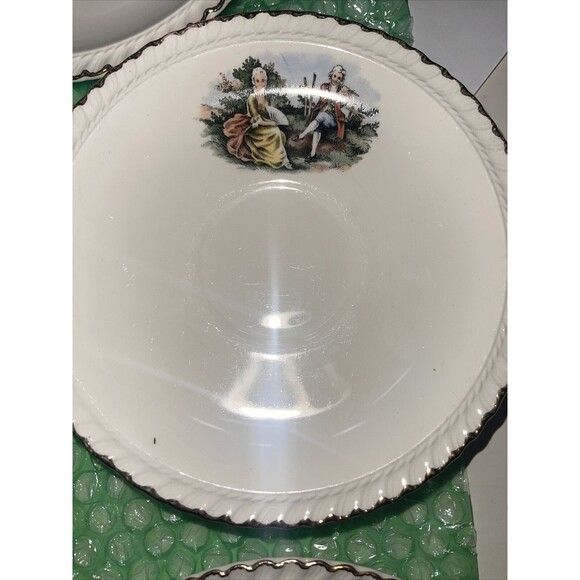 5 The Harker Pottery Company - Saucer - 22K Gold Trim - Colonial Couple - Picture 4 of 12